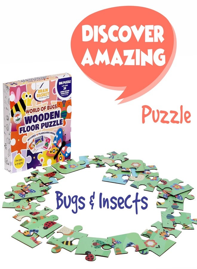 BRAIN BASKET World of Bugs & Insects Floor Puzzle | Wooden Jigsaw Puzzle for Kids | Fun Facts Animal Riddles, Educational Toys, Gifts for Boys & Girls Ages 4+ Years Puzzle and Scrabble Game for Kids - Image 5